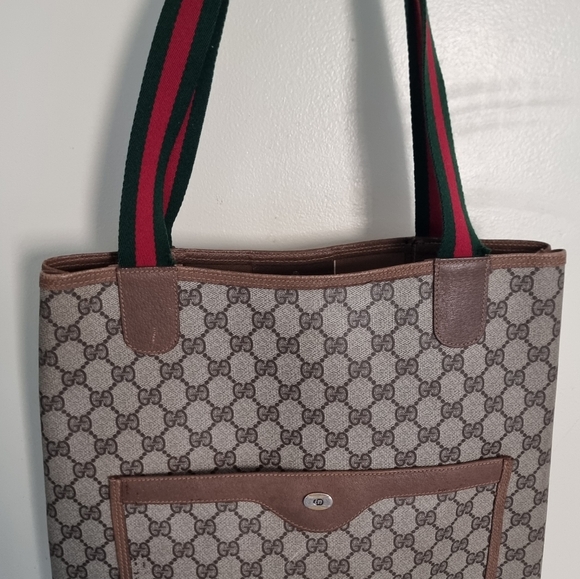 GUCCI WEB TOTE (MINOR HANDLE FRAY & CORNER ABRASION) - Picture 11 of 12